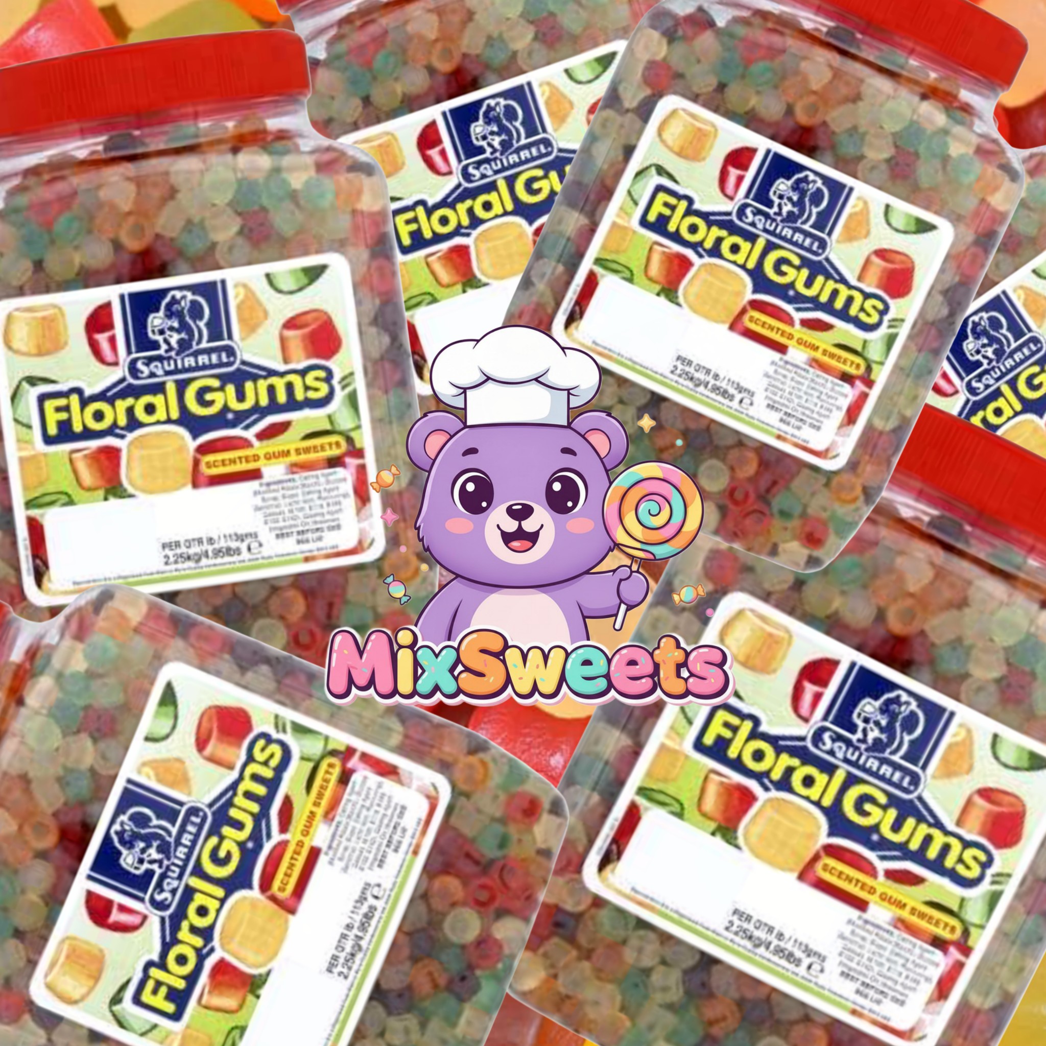 Squirrel Floral Gums Jar Squirrel Floral Gums Jar