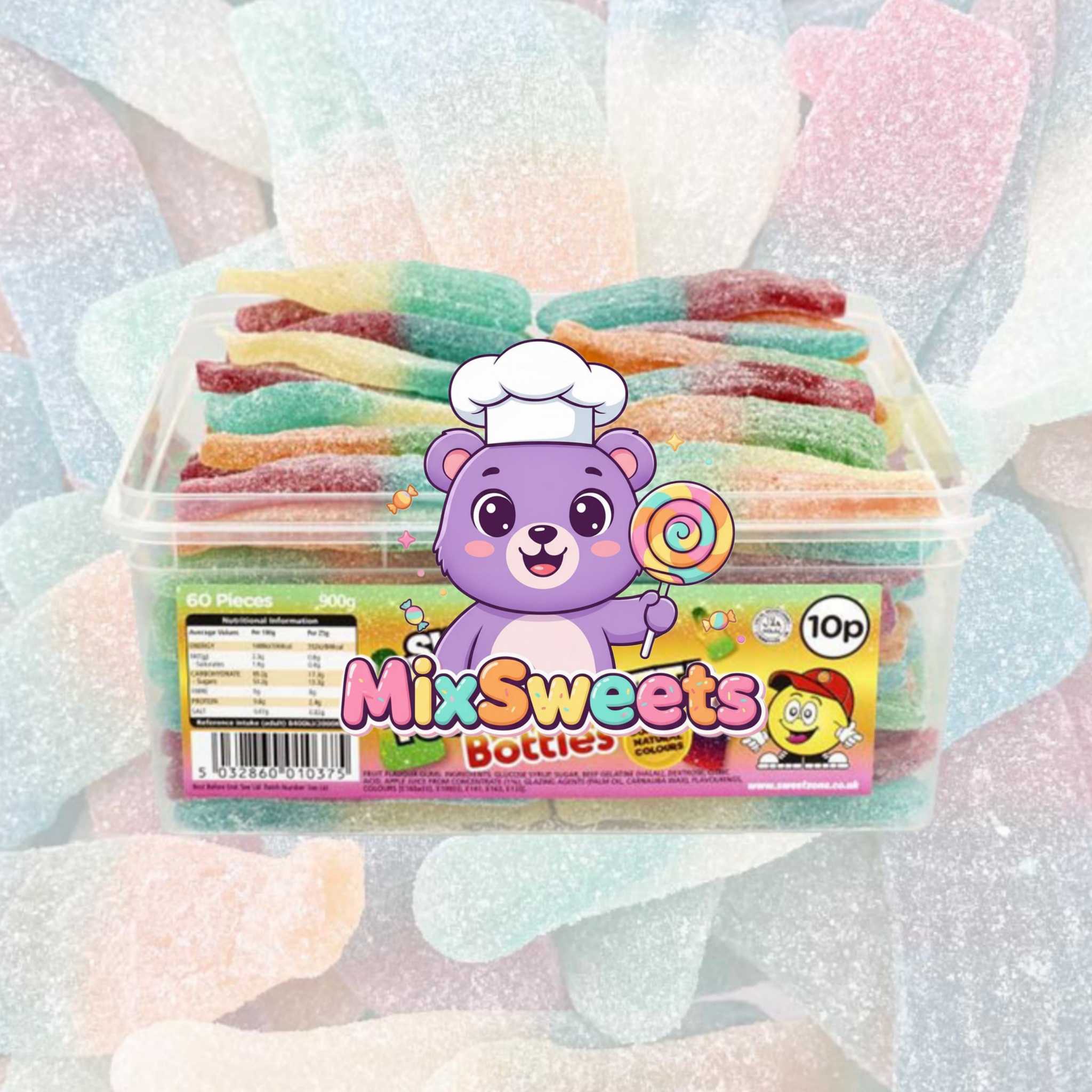 Sweetzone Fizzy Tutti Fruitti Bottles Tub Sweetzone Fizzy Tutti Fruitti Bottles Tub