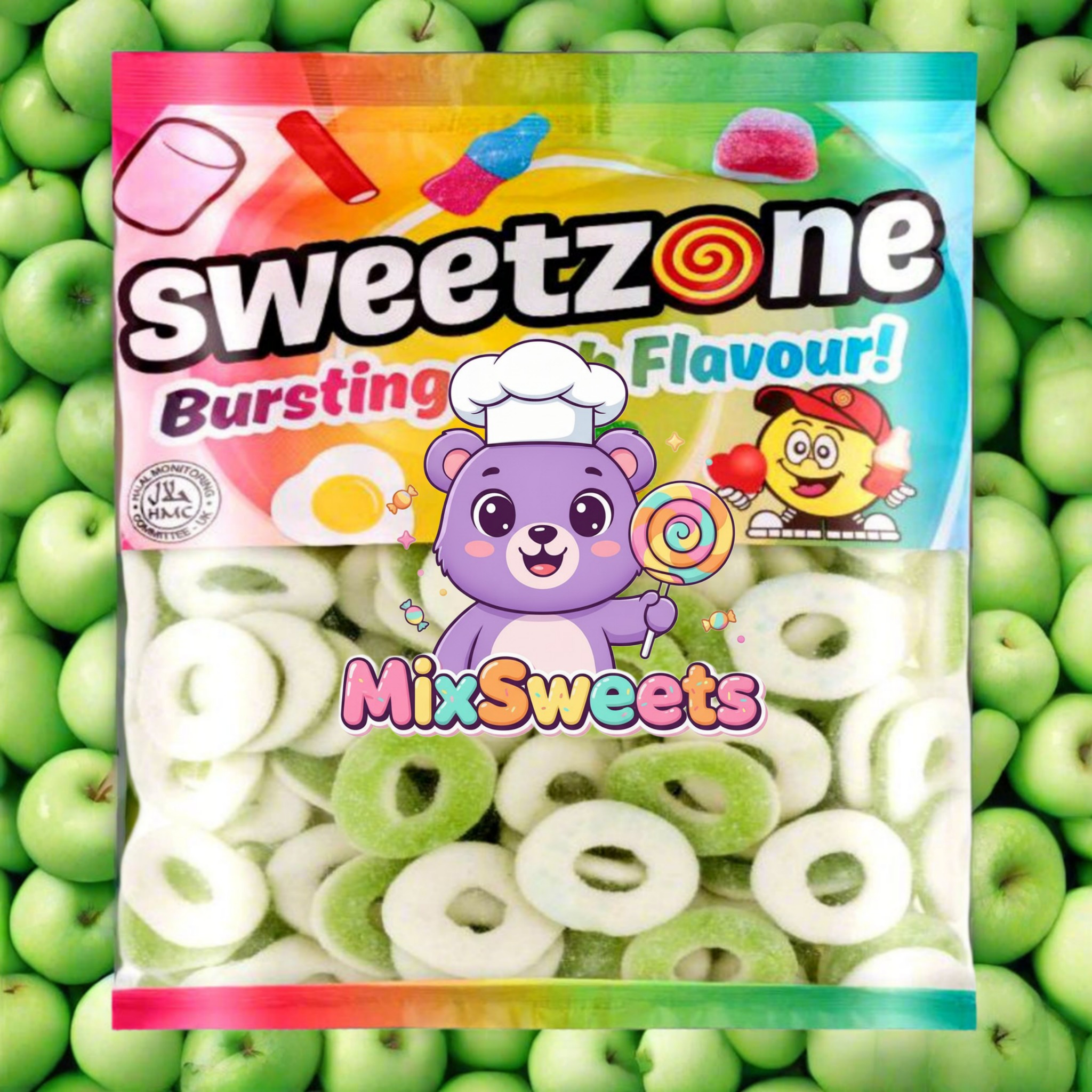 Sweetzone Sour Apple Rings Bag Sweetzone Sour Apple Rings Bag
