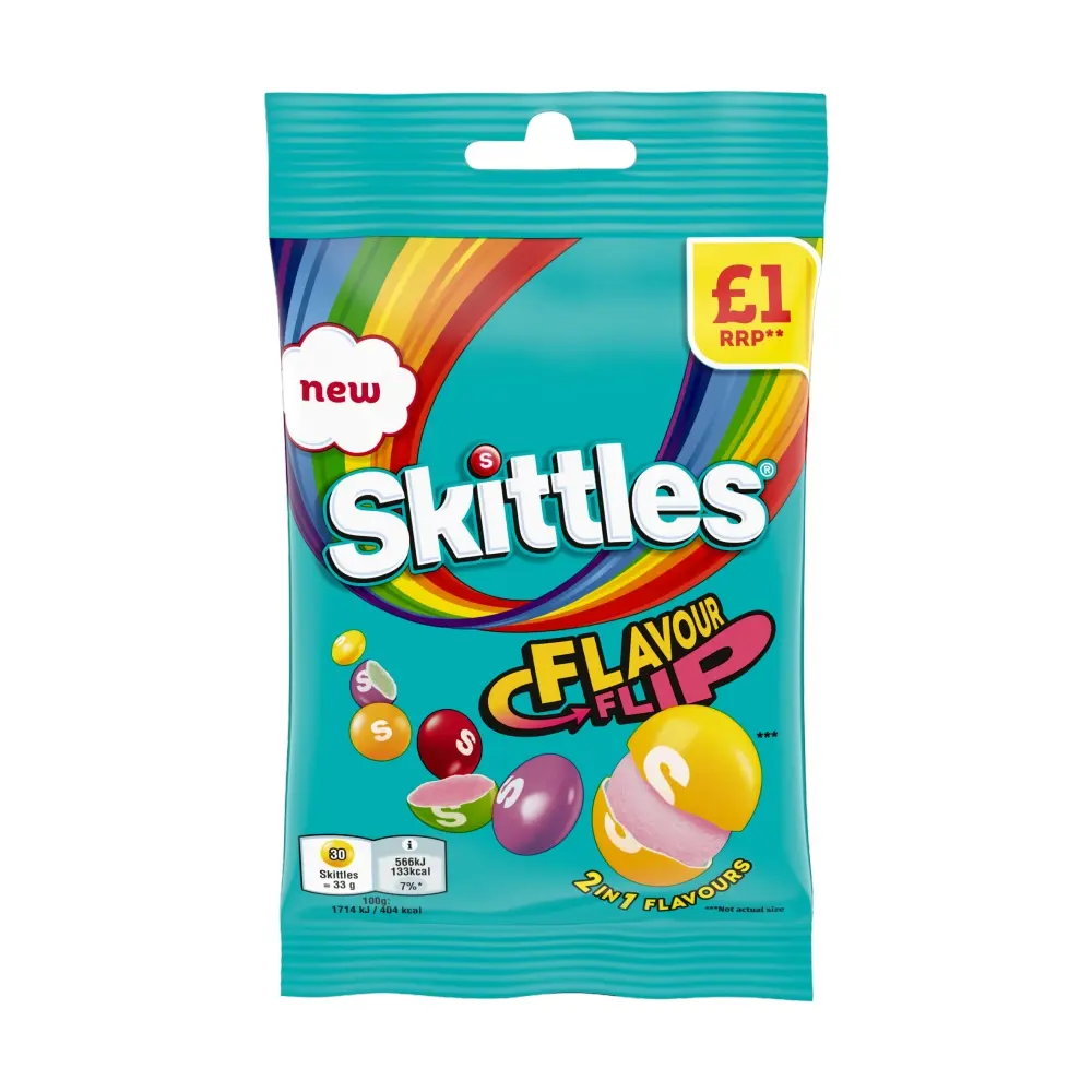 320552 Skittles Fruit Flavour Flip Sweets 109g £1 PMP - Image 1